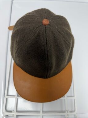 Vintage Coach Brown Wool Cap with Tan Leather Visor